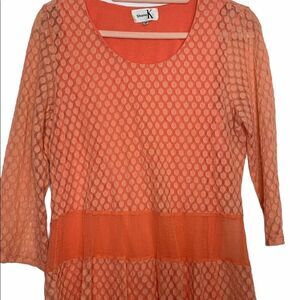 Shana K Coral 100% Silk Chiffon Lace Kint Tunic